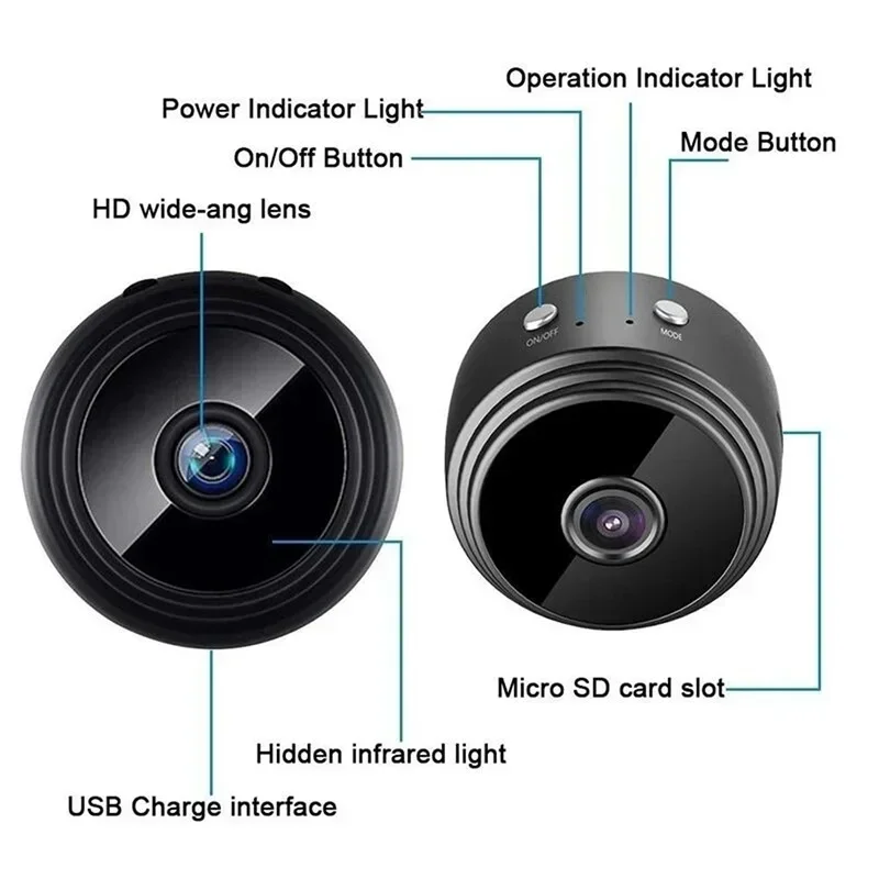 Mini 1080P Wireless Night Vision Security Camera with 150° Wide-Angle Lens