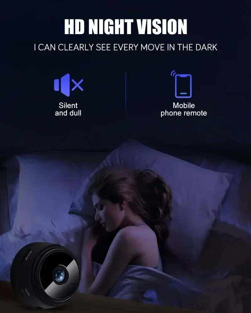 Mini 1080P Wireless Night Vision Security Camera with 150° Wide-Angle Lens